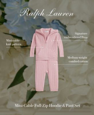 Baby Girls 2-Pc. Mini Cable-Knit Hoodie & Pant Set