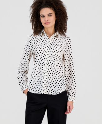 AK Anne Klein - Women's Crepe Printed Slim-Fit Utility Blouse