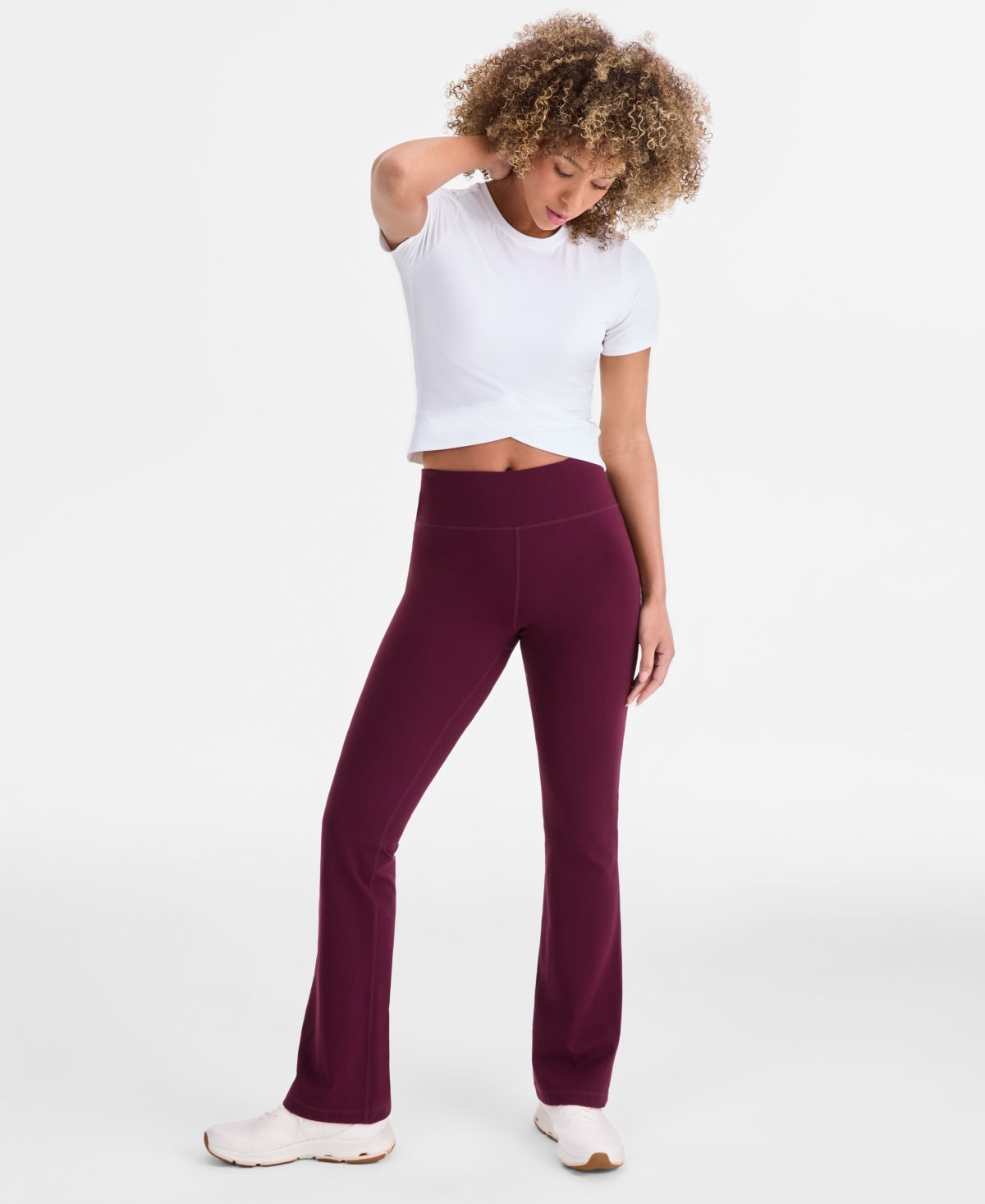 Id Ideology Women's Studio High Rise Flare Leggings Tall, Macy's Exclusive In Brown