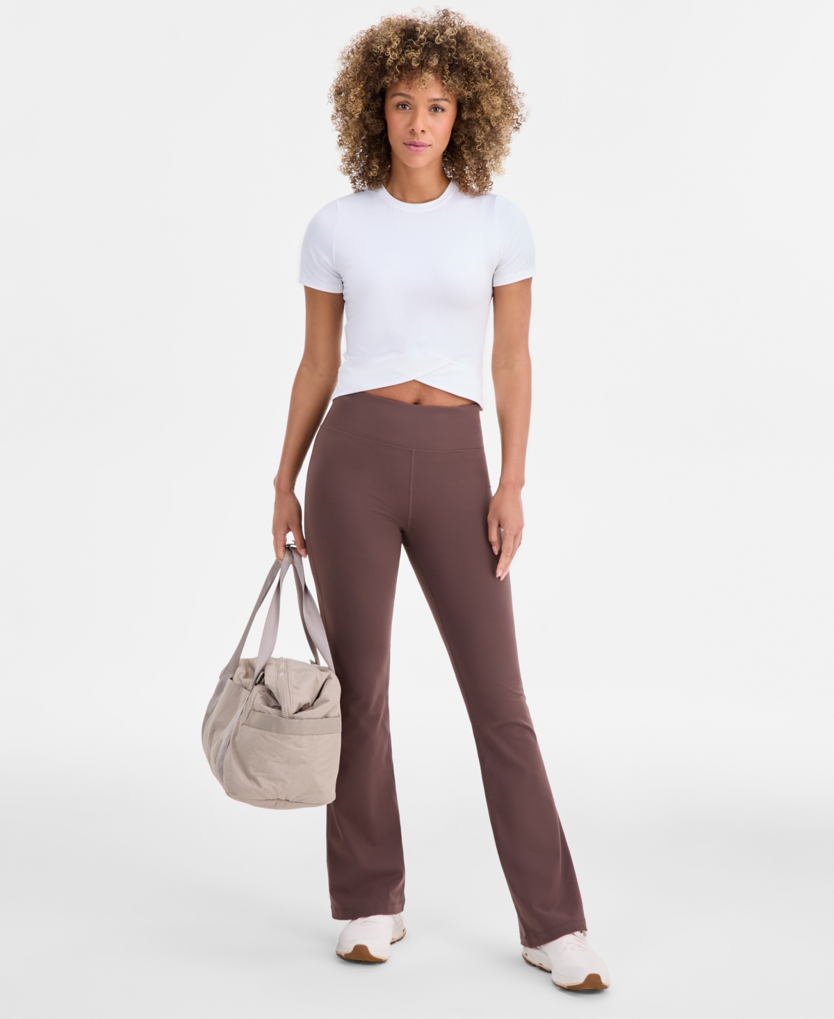 Id Ideology Women's Studio High Rise Flare Leggings Tall, Macy's Exclusive In Brown