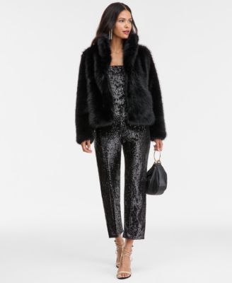 Women's Long Pile Faux-Fur Chubby Jacket, Macy's Exclusive