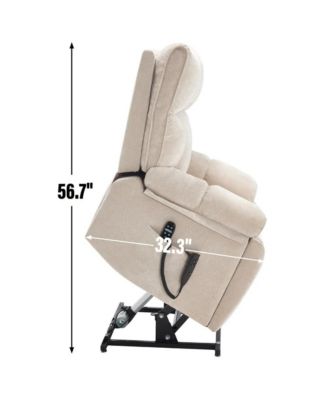 Oversized Chenille Lift Recliner with Heat & Massage, Cup Holders, Dual Motor Electric Chair for Seniors-Maison Boucle