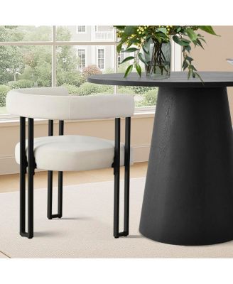 3-Piece 35 Inch Round Dining Table Set with 2 Velvet Chairs, Space-Saving Kitchen & Dining Room Furniture for Small Spaces