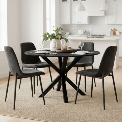 5-Piece Modern Dining Set with 39.5 Inch Round Table and 4 Chairs, Multiple Color Options for Kitchen & Dining Room-Maison Boucle