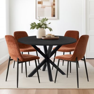 5-Piece Modern Dining Set with 39.5 Inch Round Table and 4 Chairs, Multiple Color Options for Kitchen & Dining Room-Maison Boucle
