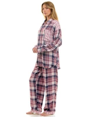 Women's 2-Piece Color Blocked Collared Pajama Set