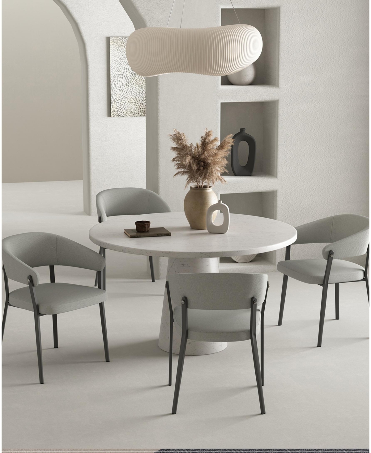 Manhattan Comfort Belle Textured 22.9" Leatherette Upholstered Dining Chair In Gray