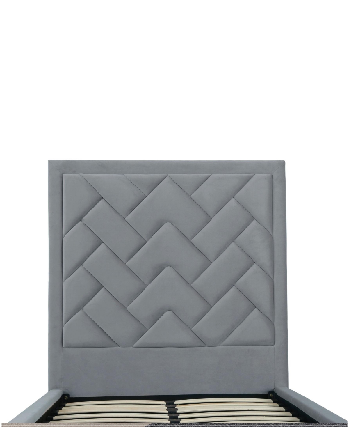 Manhattan Comfort Crosby Modern Twin-size Velvet Upholstered Bedframe And Headboard In Gray