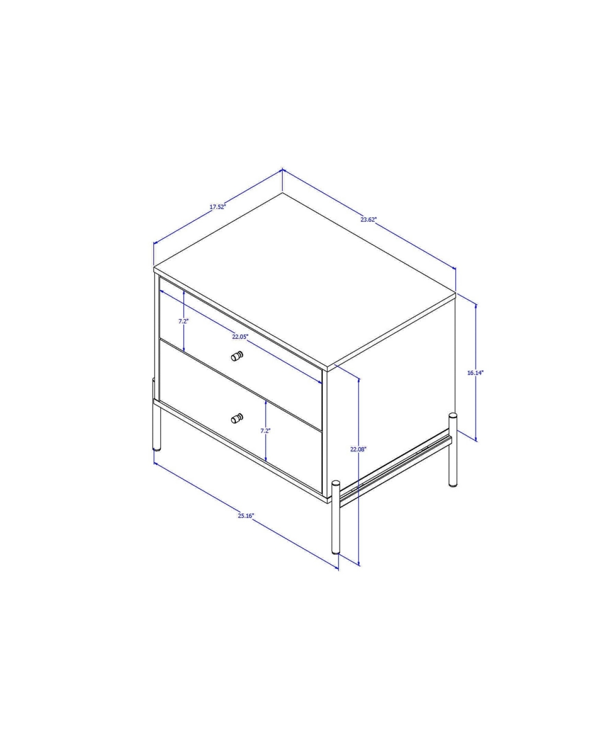 Manhattan Comfort Jasper 22.08" Wood 2-drawer Nightstand In White
