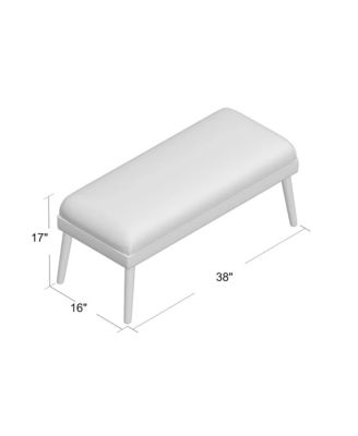 Upholstered Bench with Wood Legs, 38'' Small Accent Bench for Entryway or Bedroom