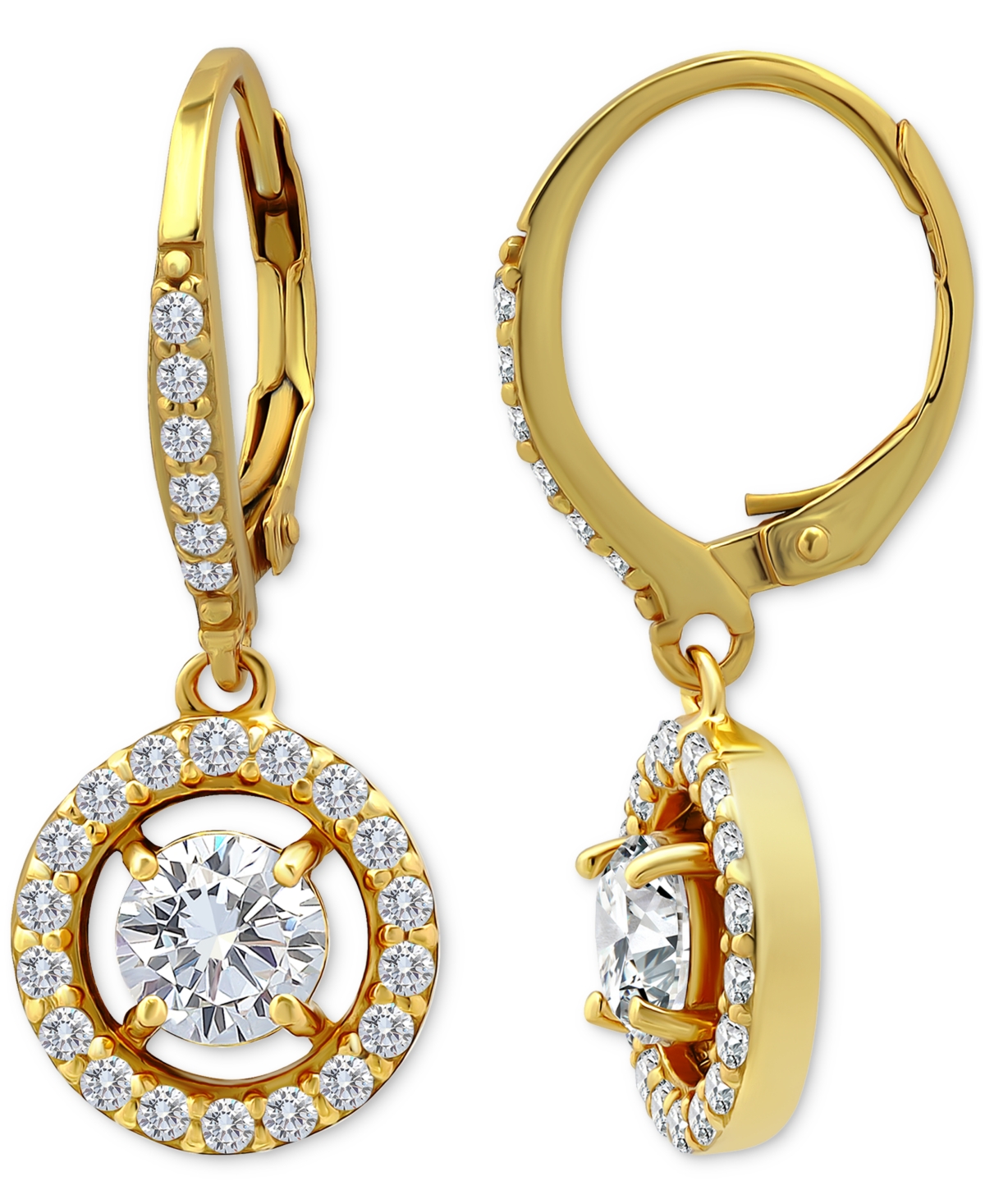 Giani Bernini Round Drop Earrings (2-1/3 Ct. T.w.) In 18k Gold Plated Sterling Silver, Macy's Exclusive In Gold