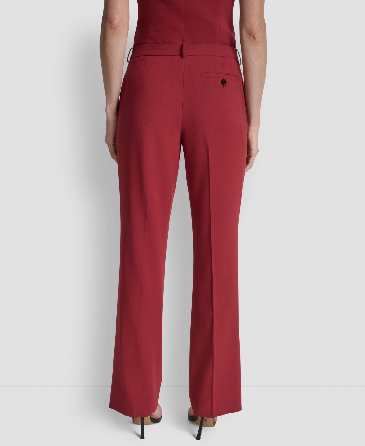 Dkny Petite Mid-rise Streamlined Modern Fit Trouser In Burgundy