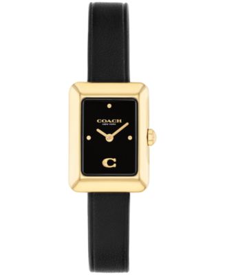 COACH Women's Mara Black Leather Strap Watch, 19 x 26mm - Macy's