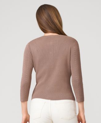 Women's Textured Rib Crewneck Cardigan