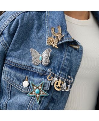 Turquoise Star Pin with Crystal Accents