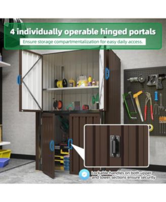 Outdoor Storage Cabinet Waterproof with Shelves, Vertical Tall Sheds Cabinet