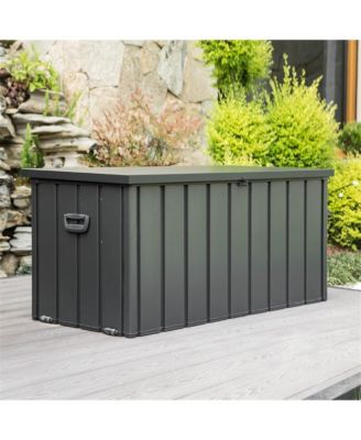 100-Gallon Outdoor Storage Deck Box 100-Gallon Dark Gray Metal Deck Box