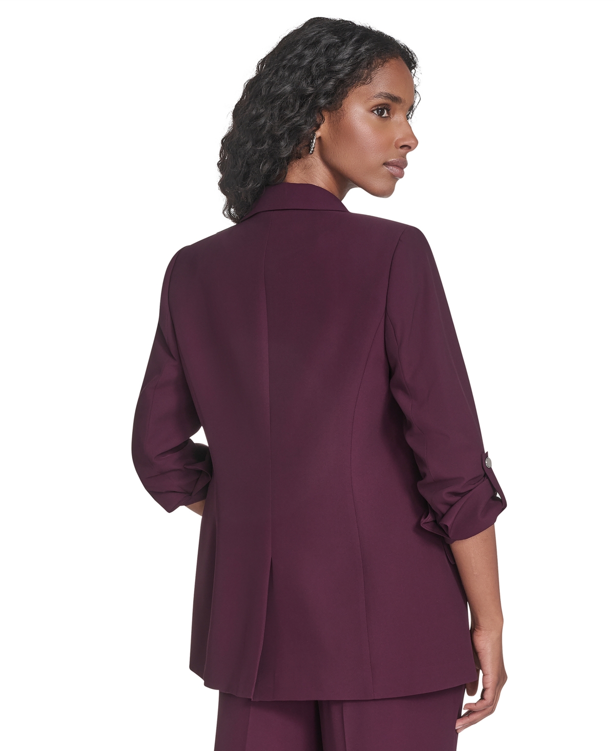 Calvin Klein Women's Two Button Roll Tab Jacket In Burgundy