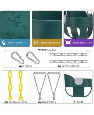High Back Bucket Swing for Infants and Toddlers, with Coated Chains - Durable and Comfortable - Ages 6 Months and Up