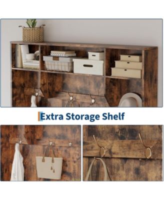 Hall Tree with Shoe Storage, 78.8" Entryway Bench with Coat Rack, with 4 Shoe Cabinet, 4 Coat Hooks, 3 Top Open Shelves, 5-in-1 Freestanding Coat Rack for Hallway, Bedroom, Living Room