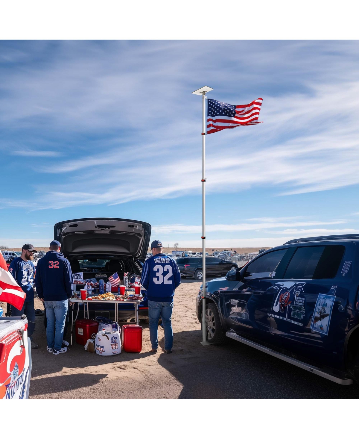 Yescom Ez Go 14ft Telescopic Flag Pole Kit with Starlink Gen3 Pipe Adapter for Outdoor Tailgate Party, Sliver