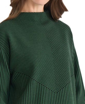 Petite Striped Mock Neck Sweater