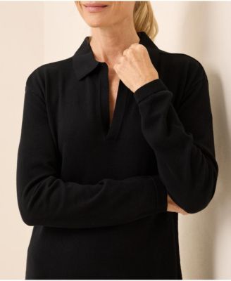 Women's Classic Fine Knit Collared Sweater Dress