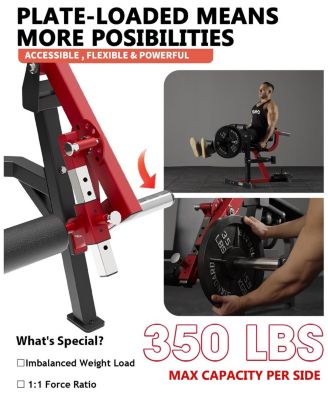 Leg Extension and Curl Machine, Single Leg Extension, Lying Leg Curl, Standing Leg Curl, Adjustable Leg Exercise Bench with Plate Loaded, Leg Machine Home Gym