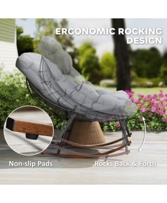Outdoor Rocking Chair Set of 2, Rocking Papasan Chairs,