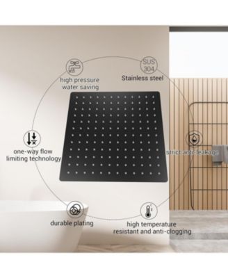 12" Rainfall Shower System with Handheld, Matte Black, Wall-Mounted, Pressure-Balanced Valve for Modern Bathrooms