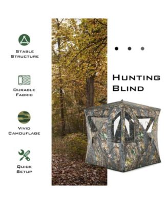 3 Person Portable Pop-Up Ground Tent with Gun Ports and Carrying Bag