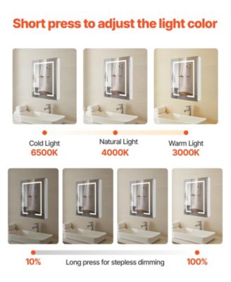 Wall-Mount Medicine Cabinet with Lights and 2-Side Mirrors