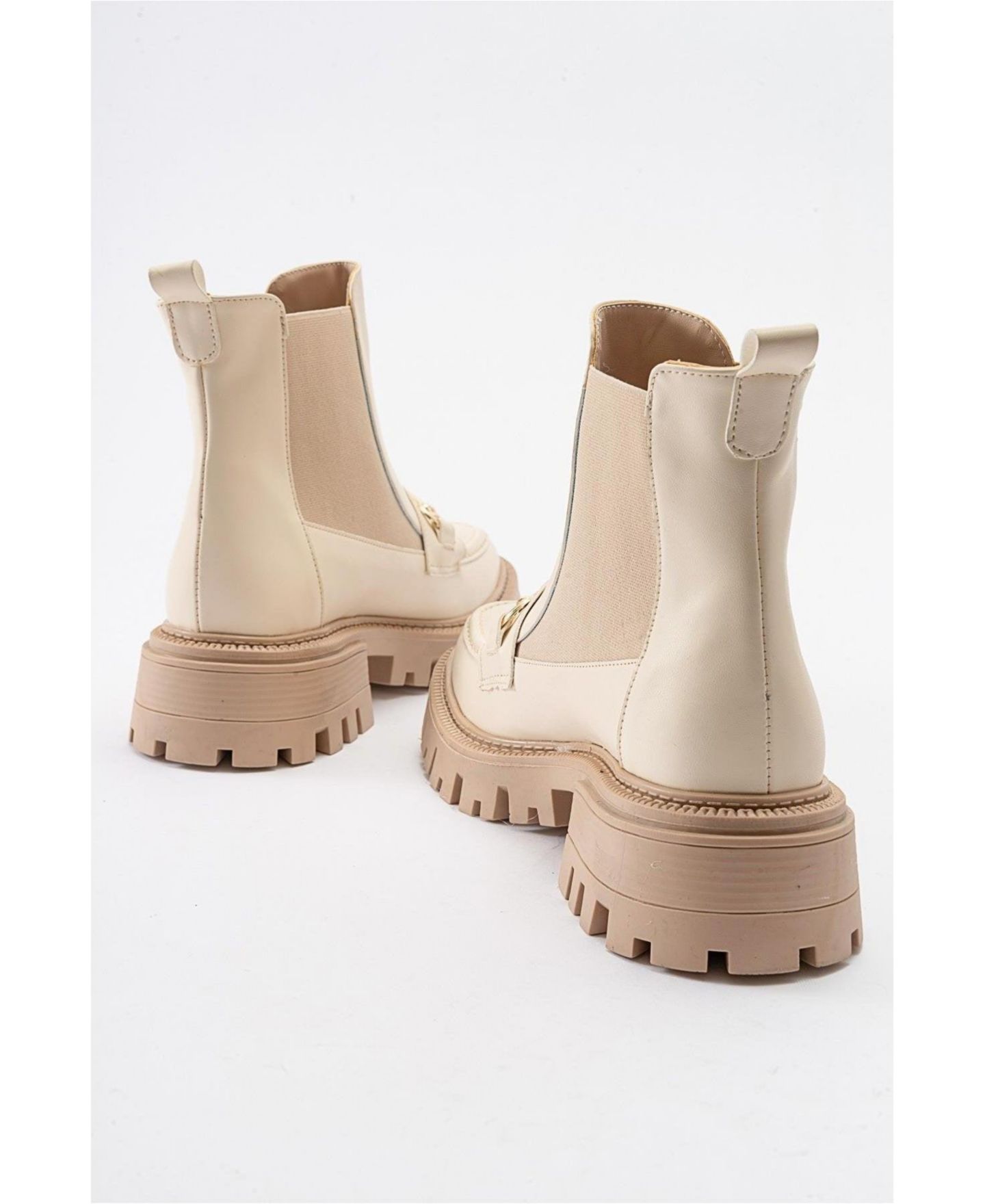 Женские ботинки Prologue Shoes Vesper Buckled Chelsea, цвет: Бежевая искусственная кожа — фото 4
