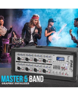 8-Channel Bluetooth Stage Powered Mixer - Pro Audio Sound Mixer, MP3/USB/SD Readers, Aux(3.5mm) Input, Digital LCD Display (800 Watt)
