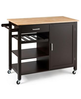 4-Tier Wood Kitchen Island Trolley Cart Storage Cabinet
