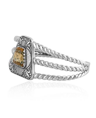 Sterling Silver Picture Jasper Trapezoid Cuff Bracelet, Size Large