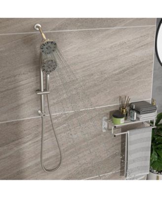 Multi Function Dual Shower Head - Shower System with 4.7" Rain Showerhead, 7-Function Hand Shower, Adjustable Slide Bar,Brushed Nickel