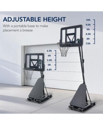 Adjustable 4.4-10ft Basketball Hoop, Portable Goal w/Shatterproof Backboard, Ball Return