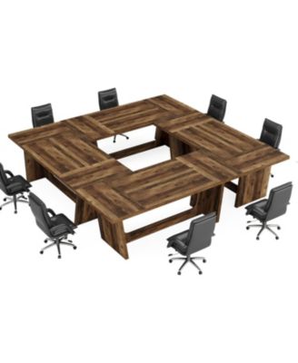 13FT Conference Room Table: Large Rectangular Meeting Seminar Table for 12-16 People, Wood Long Training Table with Heavy-Duty Frame, Business Table for Office, 4PCS