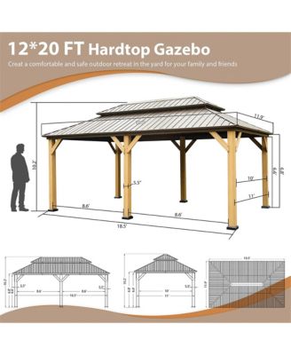 19.5-ft x 11.9-ft Hardtop Gazebo Brown Gazebo with Hardtop Roof (Screen Included)