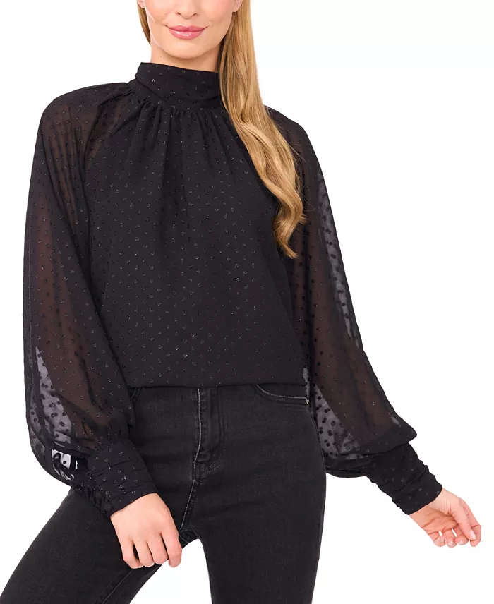 Women's Long-Sleeve Bow Neck Raglan Blouse