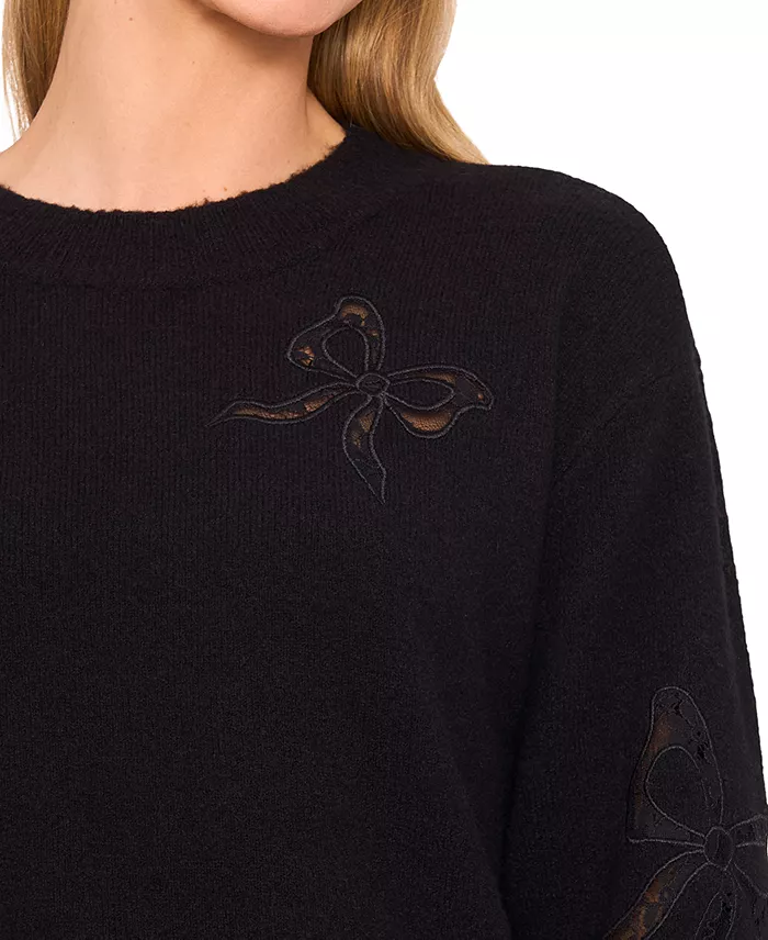 Women's Crewneck Lace Bow Long-Sleeve Sweater - thumbnail 9