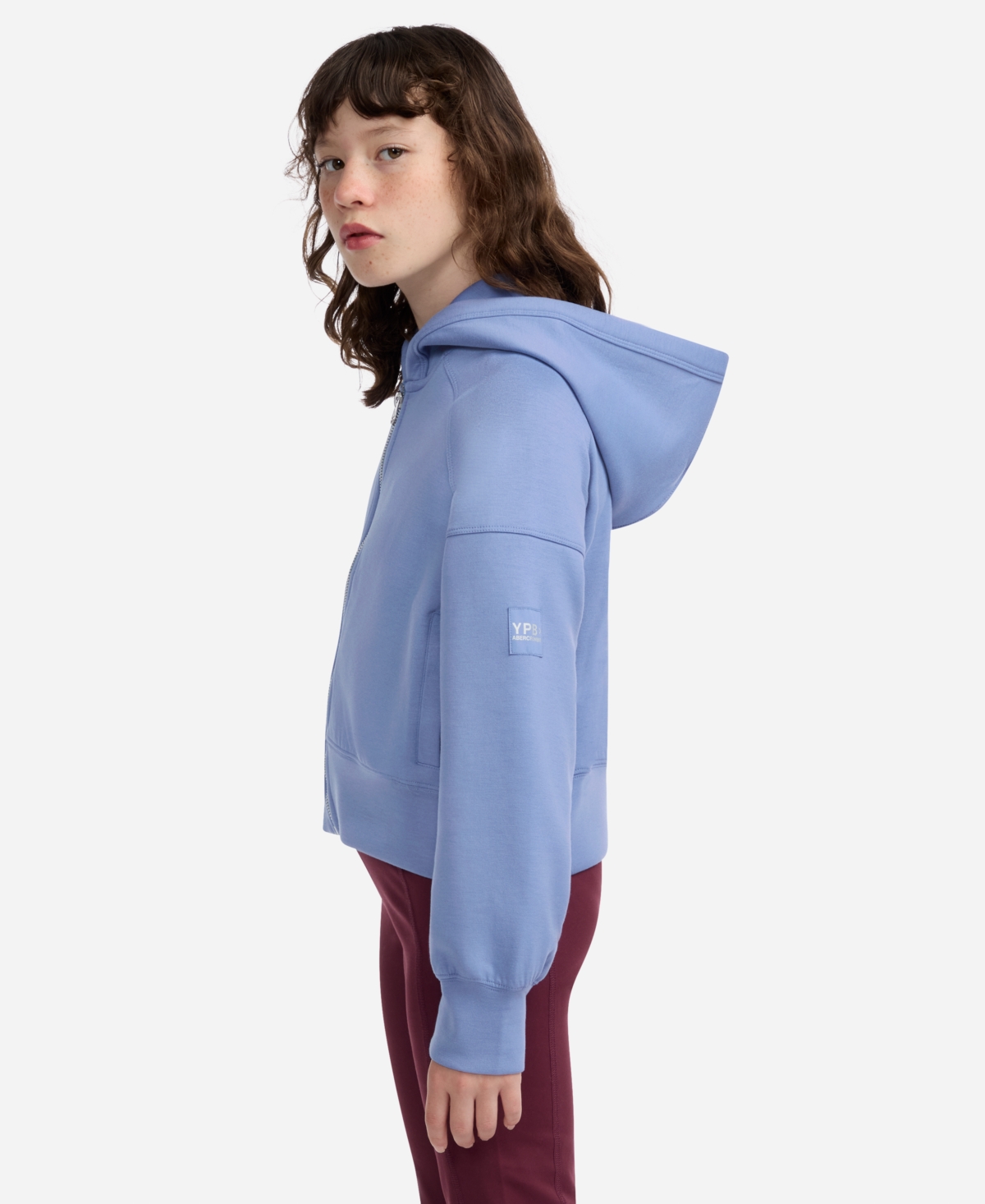 Abercrombie Girls Ypb Neoknit Full-zip Hoodie In Blue