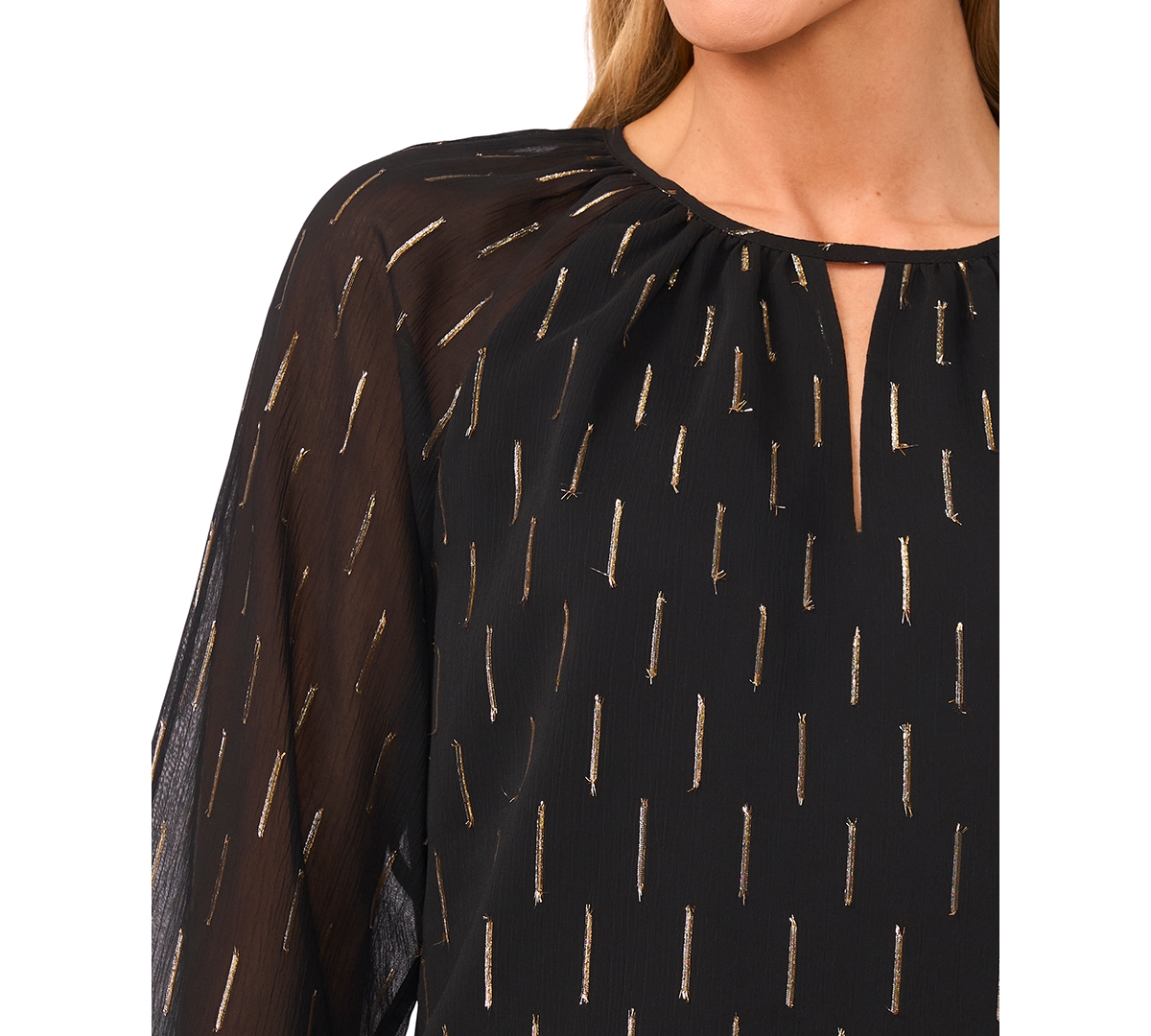 CeCe Women's Ruffled Tiered Flowy Long-Sleeve Top