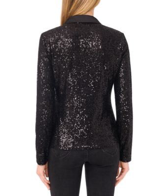 Women's Sequinned Long Sleeve Polo Top