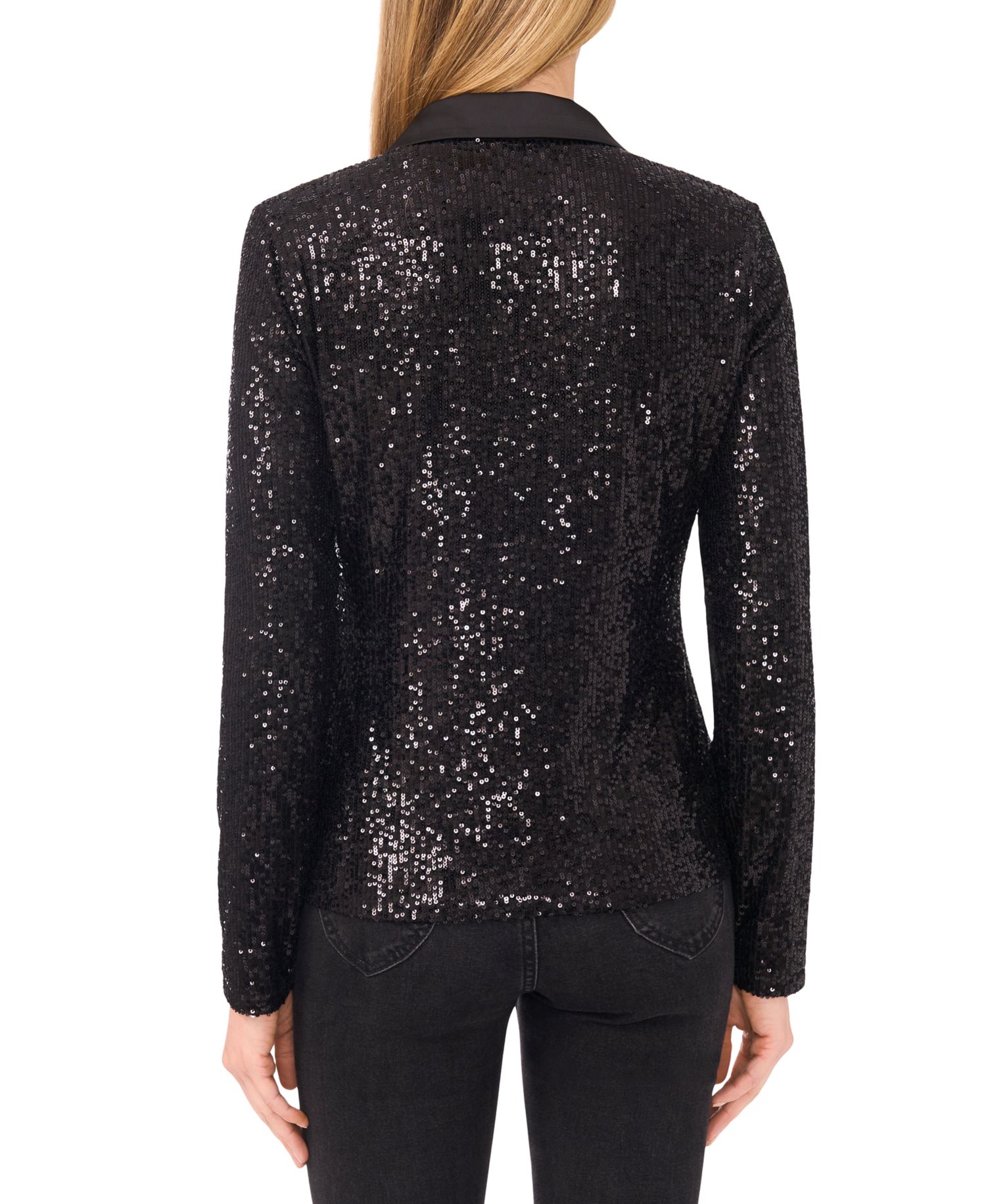 Women's Sequinned Long Sleeve Polo Top