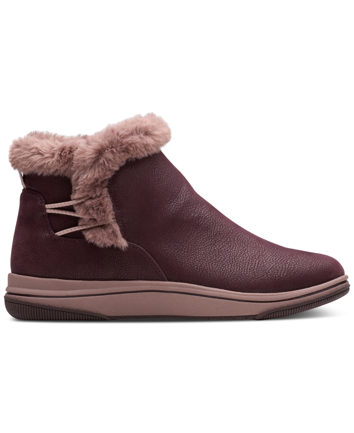 Clarks Breeze Fur In Burgundy