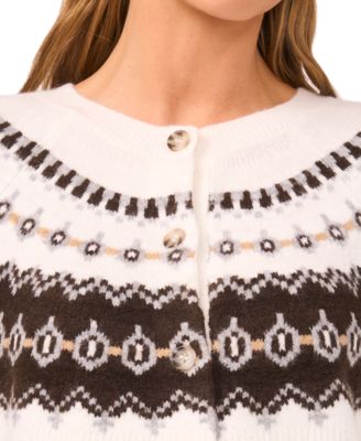 Women's Fair Isle Raglan Long Sleeves Cardigan