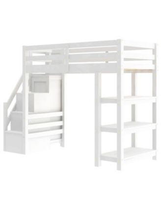 Loft Bed with Shelves Staircase & Wardrobe