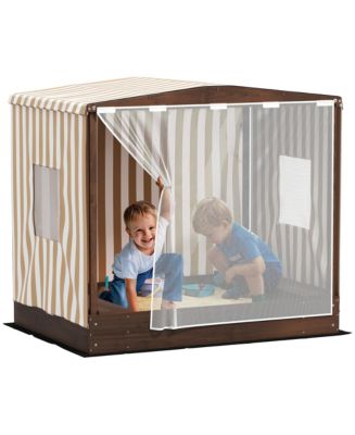 Qaba Kids Wooden box with Canopy Fully Cove, 56
